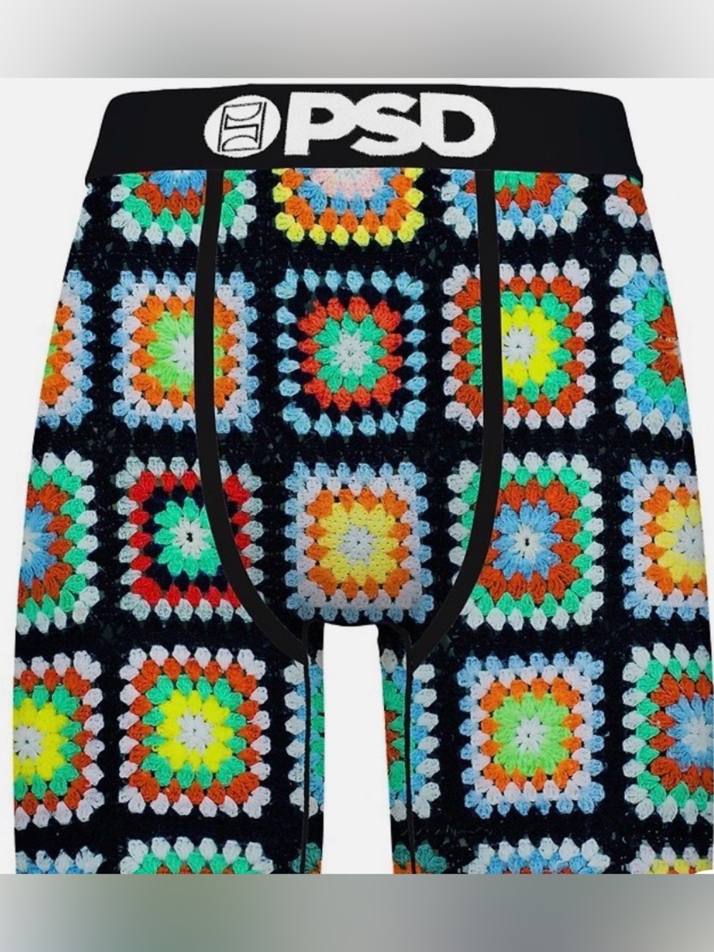 PSD Men’s Black Multicolor Crochet-Print Boxer Briefs